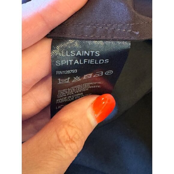 AllSaints Dress Women 4 Brown Black Silky Lacyn Colorblock Panel‎ Mini Shift - Picture 10 of 12